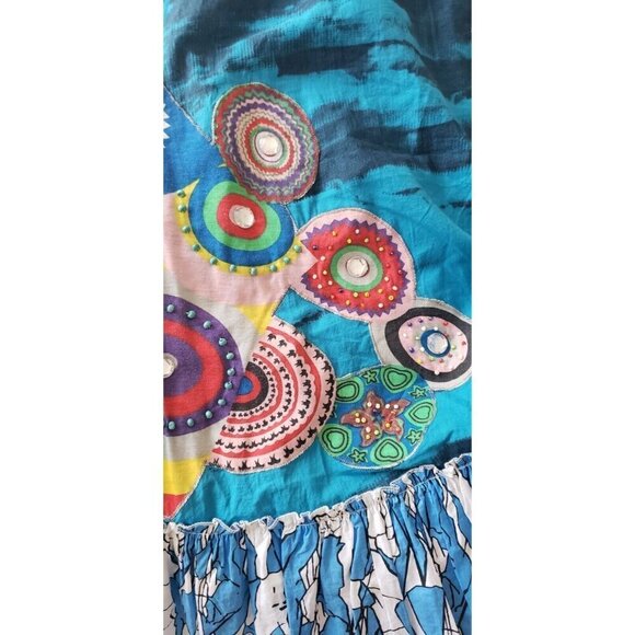 NEW NESLAY PARIS MULTICOLOR BEADED RHINESTONE APPLIQUE RUFFLE DRESS SZ 4 - Picture 7 of 8